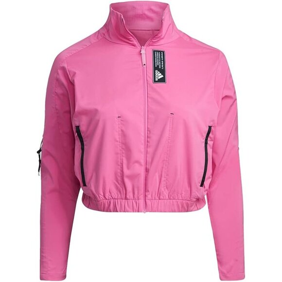 Adidas Tech Track Top Pink Primeblue Womens Medium Full-Zip Lightweight Jacket - Picture 15 of 16